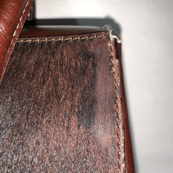 authentic LAMBERTSON TRUEX brown PONY HIDE satchel - Picture 3 of 8